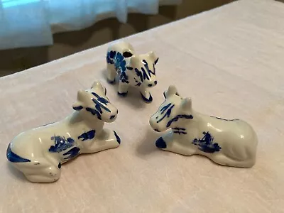 Buy VTG Delft Blue And White Cow Salt & Pepper W/ Toothpick Holder 3 Pc.  • 11.18£