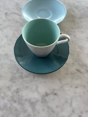 Buy Poole Pottery Streamline Shape Cup & Saucer In Twintone C57 Ice Green & Seagull • 4.94£