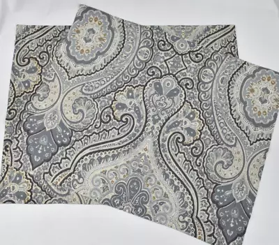 Buy Set Of 2 Pottery Barn Gray Paisley Medallion Print Cotton Standard Pillow Shams • 26.13£