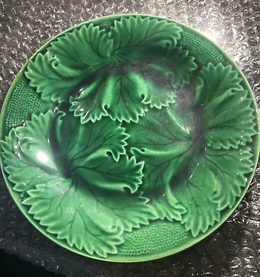 Buy Antique Majolica Pottery Leaf Vine Cabbage Green Plate Circa 1850 Vgc • 15£