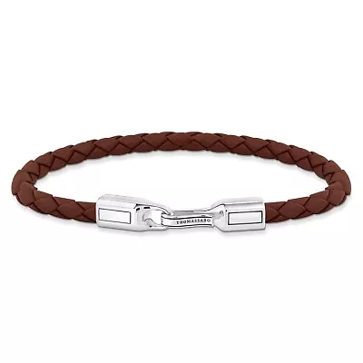 Buy Thomas Sabo Jewelry Unisex Leather Wrist Band Braun Silver A2149-682-2 • 121.54£