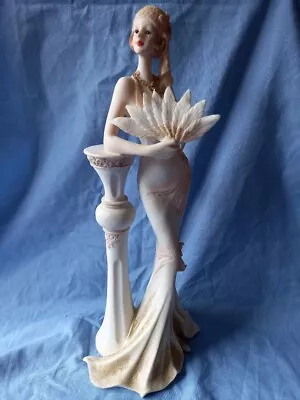 Buy Art Deco Style 1920's Cream And Gold Broadway Belle Tall Figurine.Nice Condition • 25£