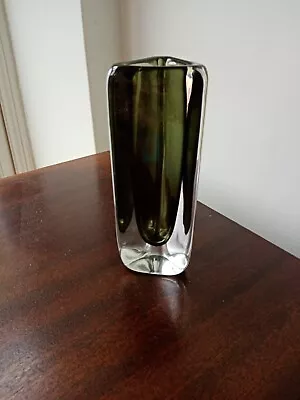 Buy Orrefors Vintage Modernist Smoke Green Glass Vase • 49.99£