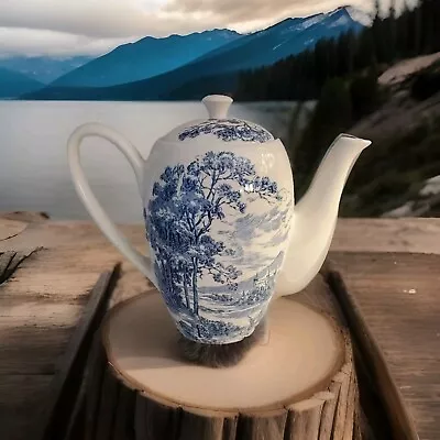 Buy Wedgewood Countryside Blue Country Scene Tea Pot Made In England • 93.19£