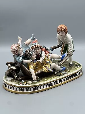 Buy Rare Vintage Capodimonte Ceramic Group Of Playful Children. • 259.08£