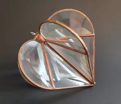 Buy Copper Leaded Glass 3D Suncatcher Hanging Heart W/ 12 Beveled Glass Sections • 13.98£