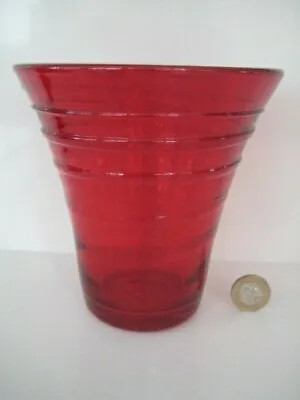 Buy 1940's WHITEFRIARS RIBBON TRAIL BARNABY POWELL STUDIO ART GLASS VASE RUBY RED • 39.99£