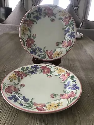 Buy 2x Staffordshire Chelsea Tableware Dinner Plates 26cm (10”) Pink Floral England • 10.95£