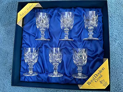 Buy 6 Royal Doulton Georgian Cut Crystal Liqueur Glasses 3 1/2” Tall X 1 7/8” BOXED • 40£