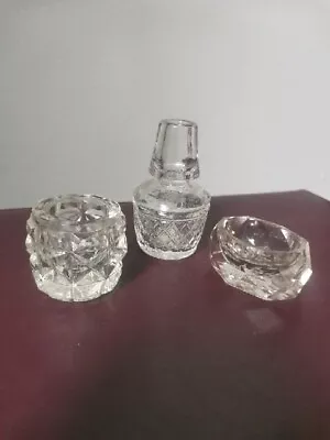 Buy Vintage Cut Glass Perfume Bottle And Trinket Pots • 3£