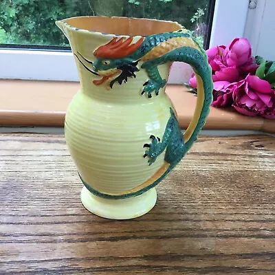 Buy Vintage Burleigh Ware Art Deco 1930s Yellow Green Dragon Handle Jug / Vase -Vgc • 24.50£