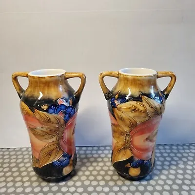 Buy Pair Of Old Tupton Ware  Pomegranate  Tube Lined Hand Painted Handled Vases • 37.95£