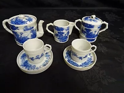 Buy Antique Chinese Blue & White Small Tea Pot Set Signed On Every Piece • 95£