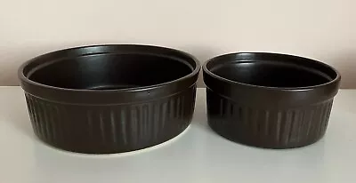 Buy Vintage Honiton Brown Ceramic Souffle Dish - Serving Salad X 2 • 7.99£