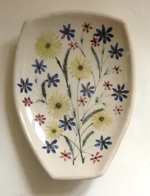 Buy RYE POTTERY Hand Painted Floral Design Dish VINTAGE 1950's • 29.99£
