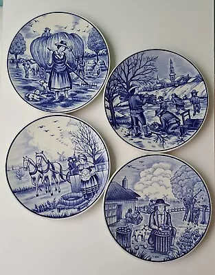 Buy Royal Delft Blauw Four Seasons Hanging Wall Plates Blue And White Cottagecore  • 35£