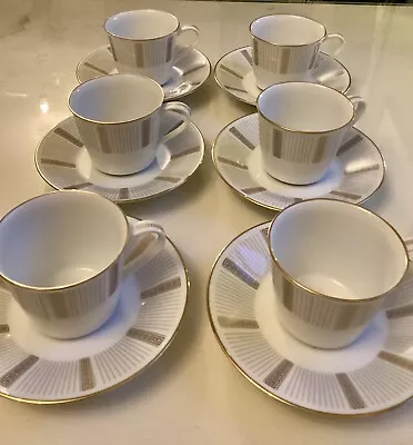 Buy Six Noritake Humoresque 1960s Design Coffee Cups And Saucers MCM • 55£