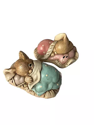 Buy Vintage Pendelfin Stoneware Ornamental Rabbit Pair Peeps & Snuggle 4  Long • 9.99£