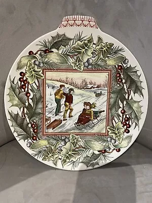 Buy SPODE Victorian Christmas Plate Collection SLEDDING Bauble Shape 1st Issue 9.5  • 7.50£