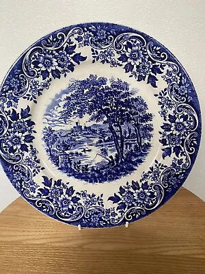 Buy English Scene Broadhurst Staffordshire Ironstone Blue & White Dinner Plate • 6£