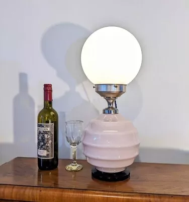 Buy Rare Original French Antique Art Deco Glass Boudoir Lamp Milk Globe Shade 1930s • 165£