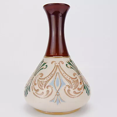 Buy Antique Lovatts Langley Mill Pottery Vase Textured Hand Painted Body C1920 21cm • 44.99£