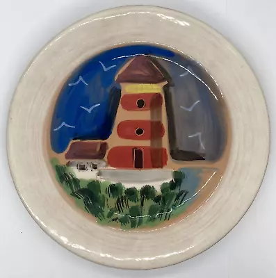 Buy Discontinued Marina By Vietri Italy Painted Lighthouse Salad Plate, Ocean, Beach • 24.23£