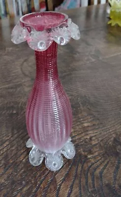 Buy Vintage Cranberry Glass Footed Posy Vase • 8£