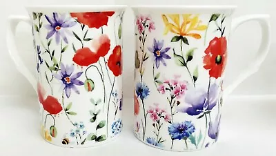 Buy Wildflowers Meadow Mugs Set 2 Fine Bone China Castle Floral 105oz Cups Decor UK • 15.60£