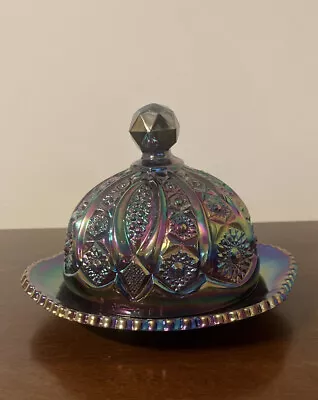 Buy VTG Indiana Carnival Glass Amethyst Purple Heirloom Covered Dome Butter Dish • 83.86£