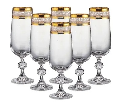 Buy Crystalite Bohemia Czech Champagne Glass With Gold - 6 Pcs • 32.02£