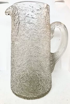 Buy Victorian Tall Crackled Glass Pitcher 1880 • 40£