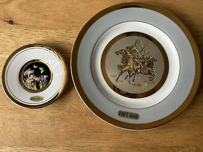 Buy 2 Vintage Art Of Chokin Japanese 24kt Gold Edged Plates • 15£