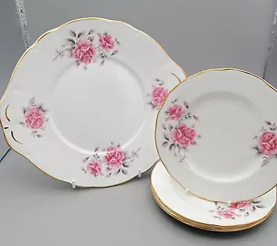 Buy Duchess Pink Rose - Cake, Biscuit Or Bread And Butter Plate And 4 Side Plates • 16£