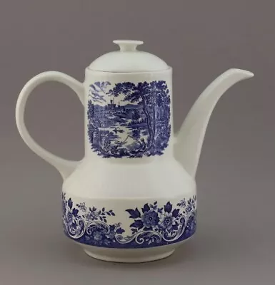 Buy Broadhurst English Scene Fishing Scene Blue & White Coffee Pot & Lid  • 5£