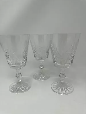 Buy Set Of 3 Vintage Bohemian Hand Cut Crystal Wine Glasses Pinwheel & Fan Design • 44.81£