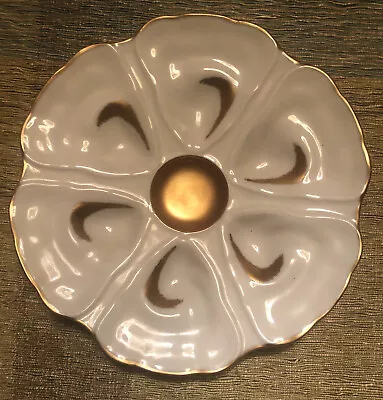 Buy Vintage Limoges Oyster Plate, Lucien Michelaud, Trimmed W/Gold, Footed Bottom • 116.70£