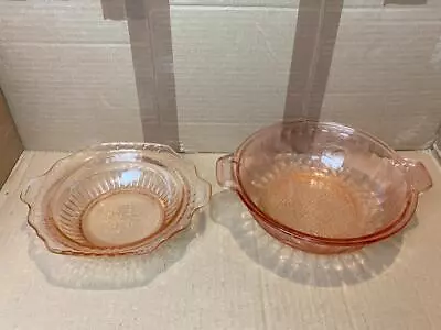 Buy Two Vintage Coloured Pressed Glass Fruit / Serving Bowls With Leaf Designs • 5.95£