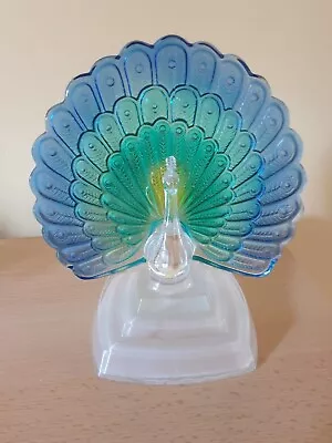 Buy Cristal D'Arques Peacock  Tri-colour Dark Green/Blue - Vintage French Art Glass • 9.50£