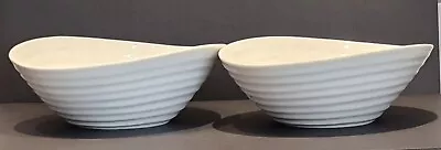 Buy Pair Of Sophie Conran Portmeirion Cereal Pasta Soup Bowls 19cm White Ripple  • 19.95£