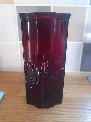Buy Striking Vintage Signed Avon Ruby Red Cranberry Dripping Fluid Lines Glass Vase • 12£