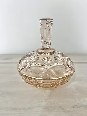 Buy Pink Depression Glass Lidded Caddy Dish - Trinket Bowl -vanity Item Glows Orange • 12£