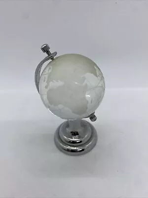 Buy Mini Frosted Etched Glass Crystal World Earth Globe Statue W Stand Paperweight • 4.99£