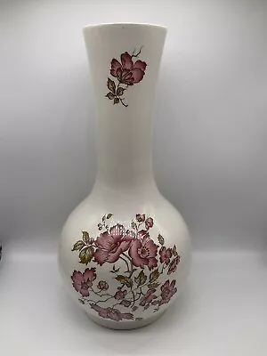 Buy Vintage Melba Ware Pink Floral Pattern White Ceramic Large Flower Vase • 5£