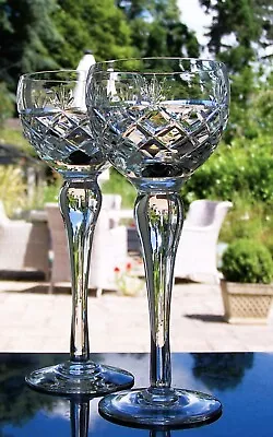 Buy Pair ROYAL BRIERLEY Tall Stem Lead Crystal BRUCE Cut Hock  Wine Glass - 160ml • 25£