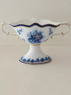 Buy 2 Handled Pedestal Mantle Vase Blue White Gilded Handmade Porcelain Small 3.5   • 28.99£