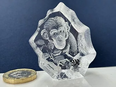 Buy Mats Jonasson Sweden Art Glass Crystal Chimp Chimpanzee Signed & Label On • 15£