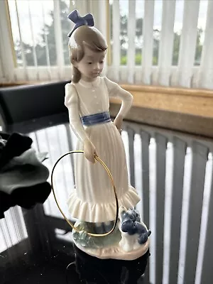 Buy Nao By Lladro 0379 Girl With Dog And Hoop  My Dog Does Tricks  Spanish Porcelain • 3£