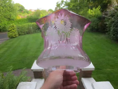 Buy Antique Victorian Cranberry Glass Acid Etched Duplex Oil Lamp Shade • 325£