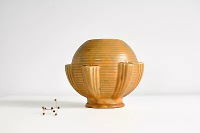 Buy Beautiful And RARE 'Flaxman Ware' Wadeheath Art Deco Ball Vase In Orange • 70£